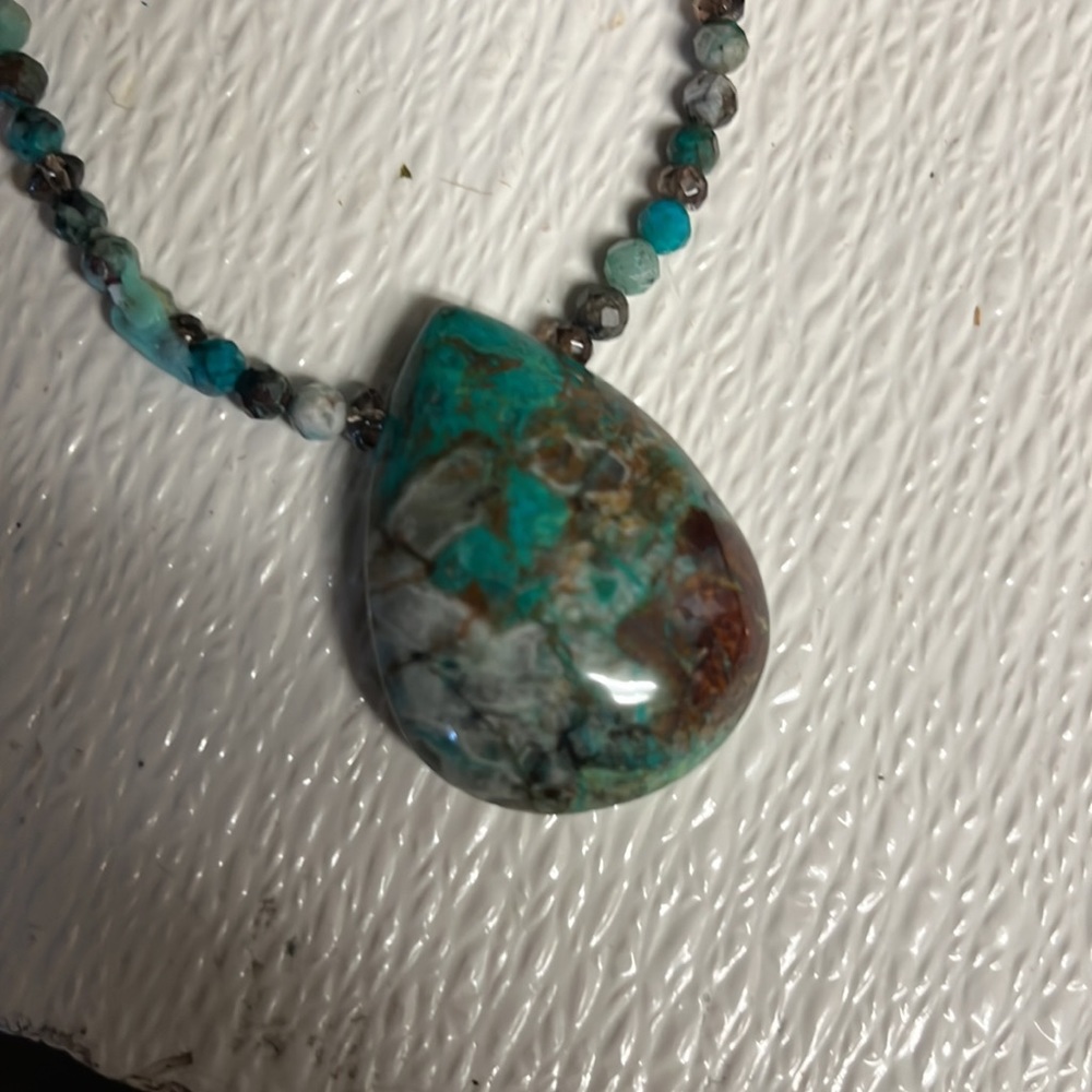 Authentic Chrysocolla Center Stone - Hand made. Potawatomi Indians